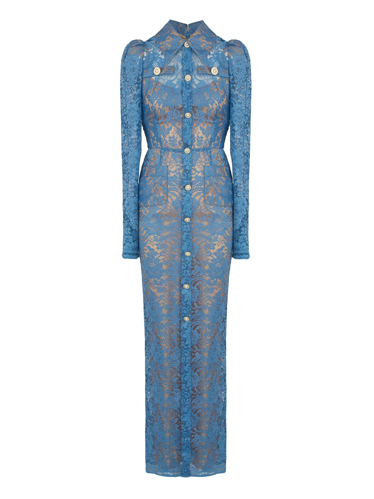 Кружевное платье «Azure» с длинным рукавом